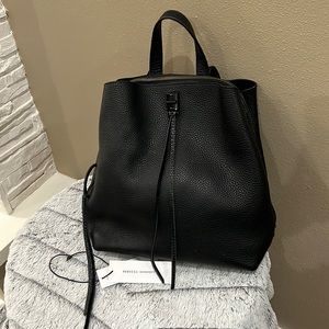 Rebecca Minkoff black pebbled leather backpack purse.